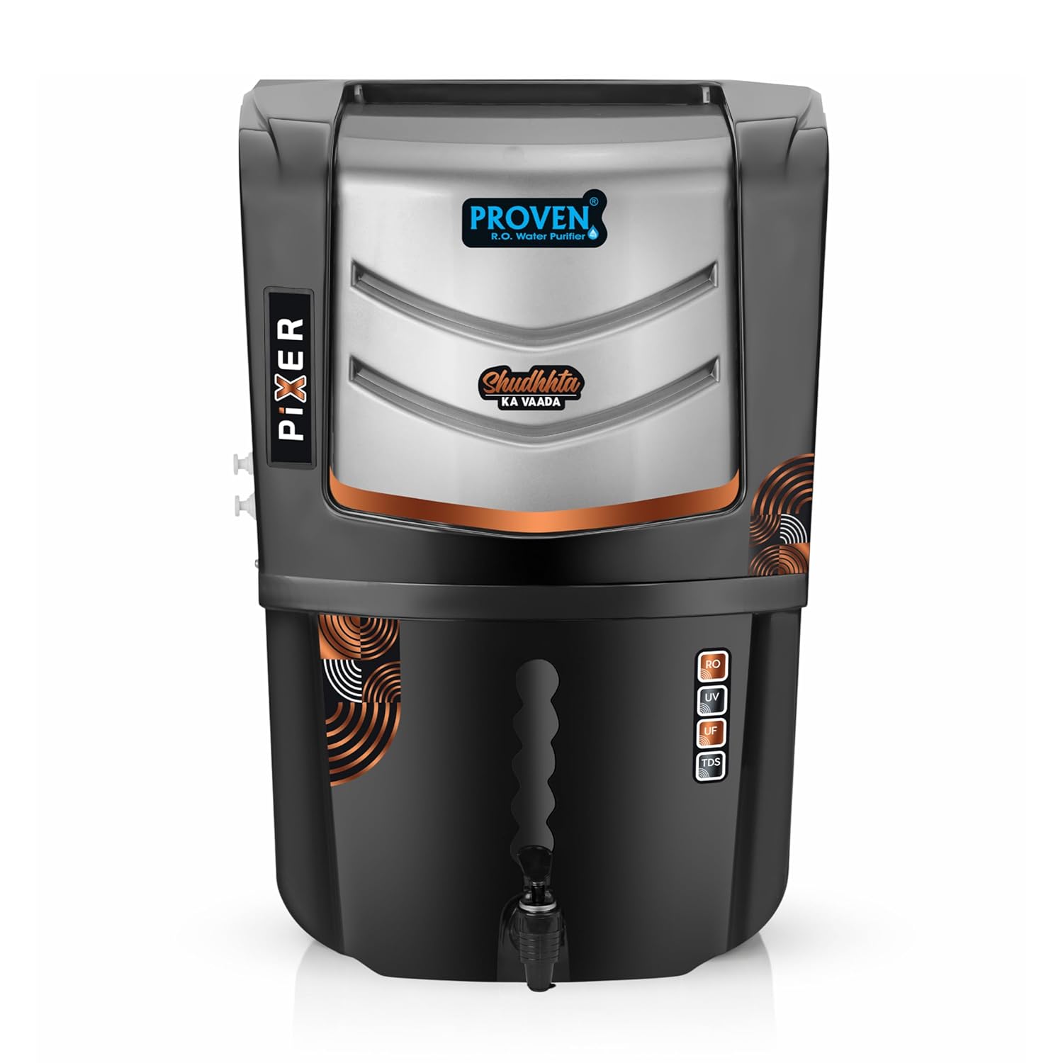 Proven Pixer RO + UV + UF Water Purifier for Home | 12L | Copper, Zinc, Alkaline | TDS Adjuster | ISI Certified | 1-Year Warranty