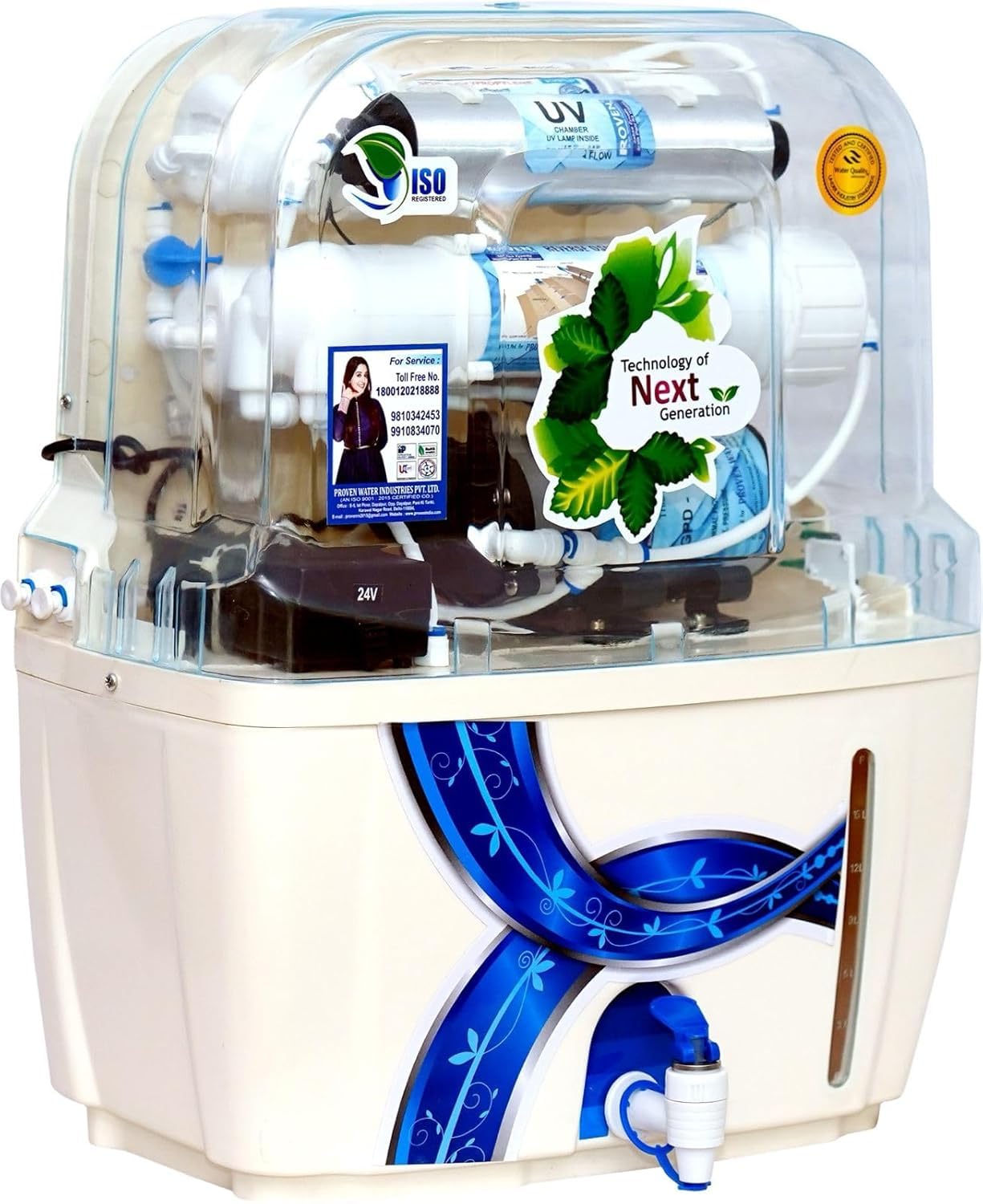 Proven Swift Aqua RO Water Purifier | RO+UV+UF+TDS | 15L Tank | TDS Adjuster | 12-Stage Purification | ISI Certified | 1-Year Warranty | Suits For Borewell Water.| Free Prefilter.